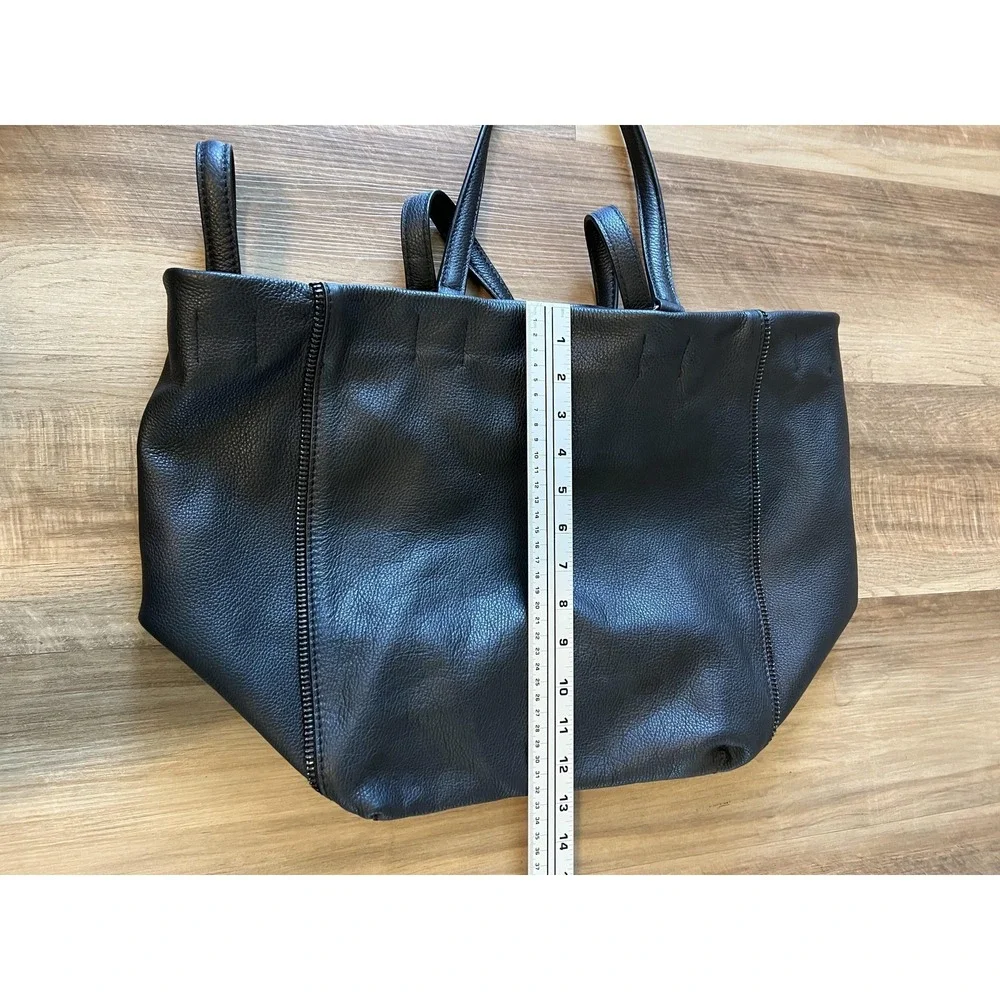 Botkier New York Tote Bag Black Pebbled Leather Strap Zip Accent Purse Large - Picture 8 of 10